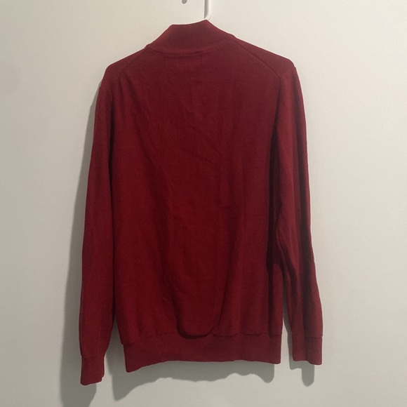 Red Quarter Zip Mens Sweater - Picture 2 of 3